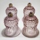 Home Interior Cathedral Diamond Pink Glass Candle Votives Holder Set 4 Box