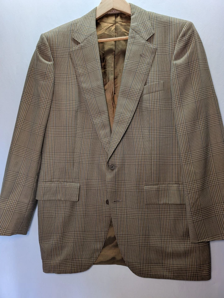 Jaqueta de lã vintage Chester Barrie London Bullock & Jones Glen Check 100% nova 39R - Imagem 4 de 4