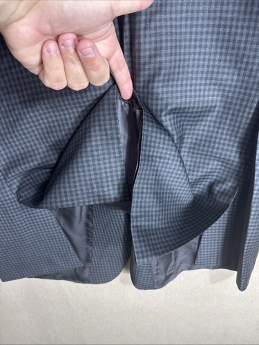 Coppley Gibson 48R Gray Black Gingham Check Reda Super 130's Wool Blazer - Picture 5 of 15