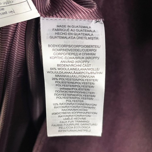 Lauren Ralph Lauren Wool Blend Belted Wrap Coat Fux Fur Collar Burgundy Sz 14 - Picture 8 of 8