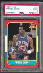 PSA 9 1986 86 Fleer PATRICK EWING RC Rookie Card Graded MINT HOF #32