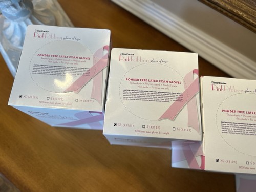 SmartPractice Pink Ribbon Gloves Of Hope Latex Free Exam Gloves XS 4 Boxes - Picture 3 of 4