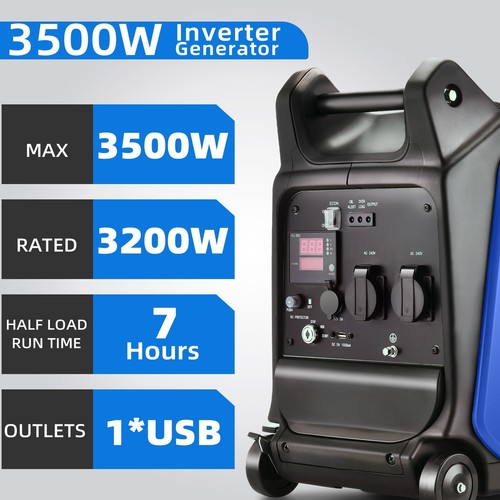GenTrax Inverter Generator 3.5KW Remote Start Petrol Camping Emergency Backup - Picture 3 of 24