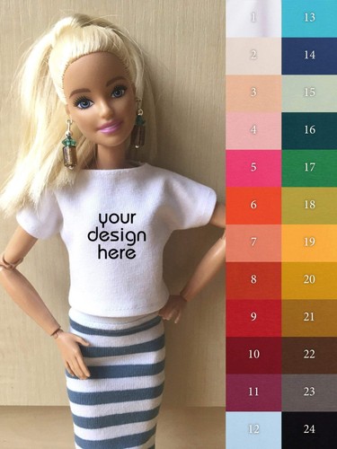 Bouutique Coast Custom Print Boat Neck T-shirt for Doll 1/6-scale, 11.5 Inch - Picture 25 of 53