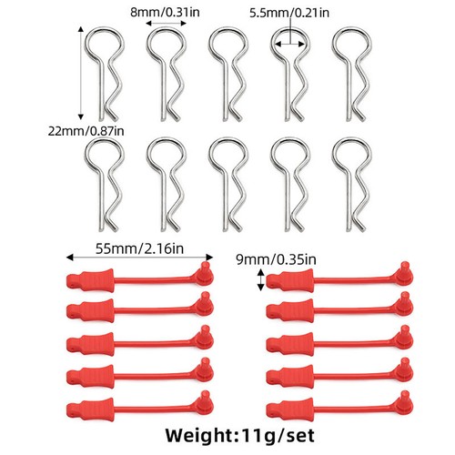 10Pcs/Set R-type Body Shell Clips Pin with Mount for 1/10 1/12 1/14 RC Cars - Picture 2 of 21