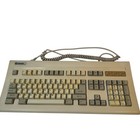 Vintage Samsung Chicony KB5161 Klawiatura mechaniczna Niebieskie Alpy Zwinięty kabel DIN