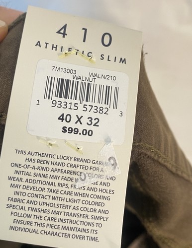Lucky Brand 410 Athletic Slim Stretch Sateen Jeans Mens 40x323 Brown 7M13003 NEW - Picture 11 of 12