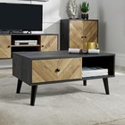 Coffee Table 1 Drawer Black Frame Open Storage Home Living Room Furniture Unit