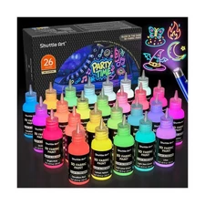 Shuttle Art Glow in the Dark Paint, 26 Colors 3D Fabric Paint with 1 Mini UV ...