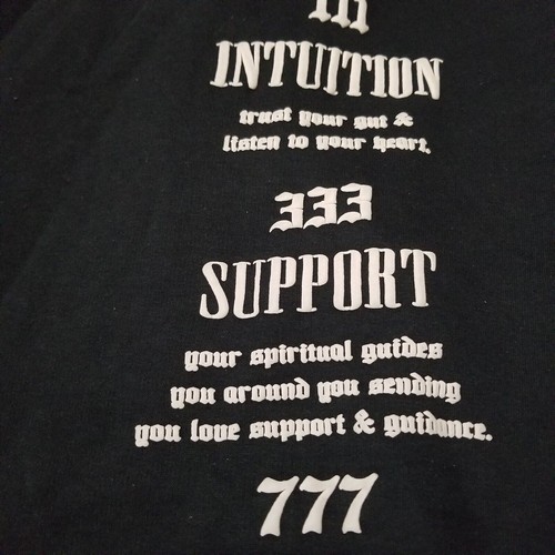 Boohoo Man Men Size XL Black Angel Numbers Graphic Pullover Hoodie - Picture 20 of 24