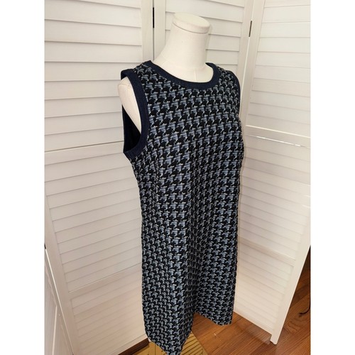 Ärmelloses Hahnentritt Kleid Damen schwarz blau Karriere Büro schick Gr. 10 - Bild 3 von 7