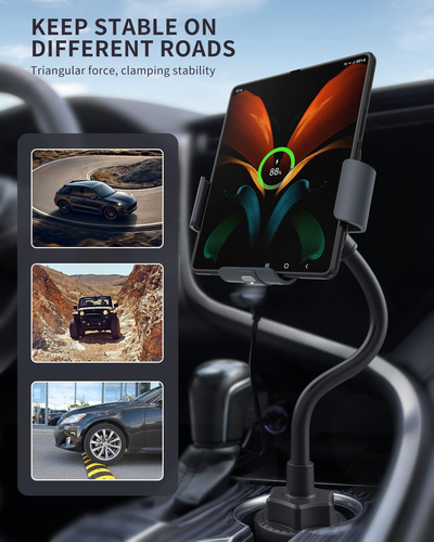 Kabelloses Auto Ladegerät für Z Fold 7/6/5/4/3/2, Dual Coil Getränkehalter Handyhalterung, W - Bild 4 von 12