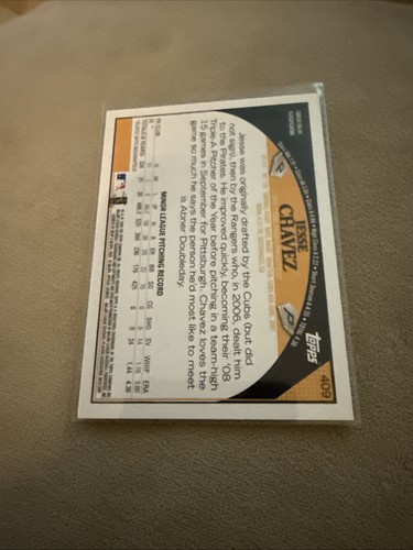 Signed Baseball Card Auto 2009 Topps #409 Jesse Chavez Pittsburgh Pirates - Picture 2 of 2