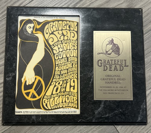 1966 Grateful Dead Original Handbill w/ Art Rock Cert of Authenticity Plaque 60s - Picture 17 of 17