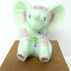 Fenton Sea Green Satin Hand Painted Sitting Elephant Signed Kim Anderson NEW