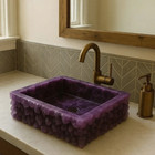 Stone Vessel Sink Bathroom Vanity Decorative Square Hand Wash Basin Sink for Spa