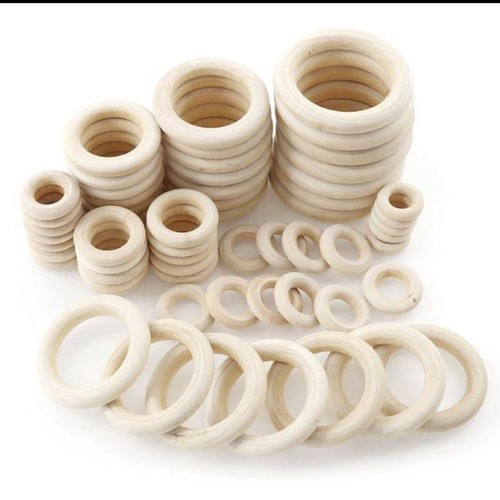 16-400pcs Wooden Circles DIY 15mm-100mm Wood Macrame Connectors Rings Craft Natu - Bild 11 von 15