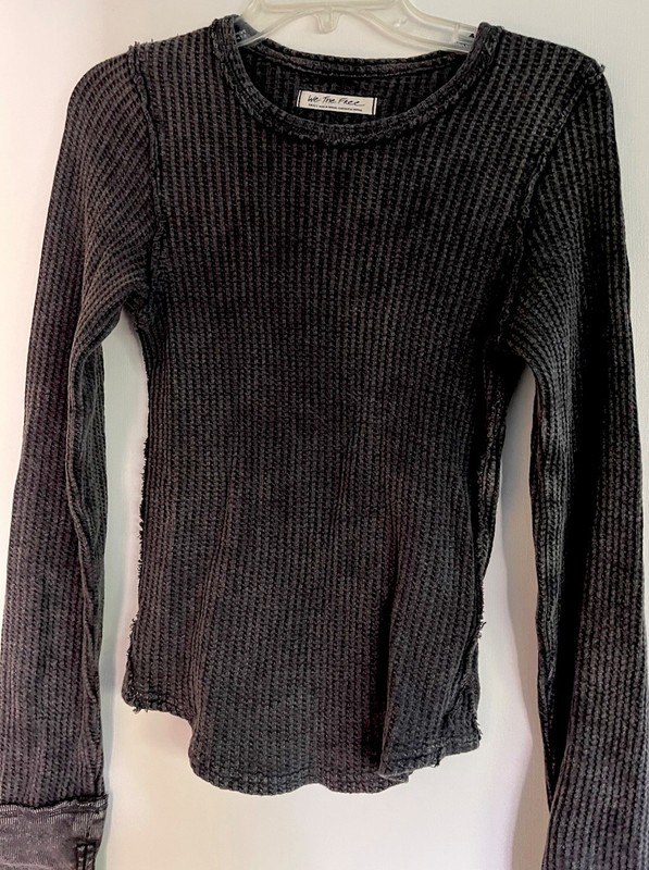 Free People We the Free Black Gray Long Sleeve Thermal Size S