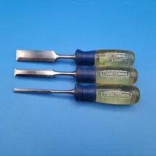 3 Vintage Craftsman 1/4, 1/2, 3/4" Wood Chisels, Swedish Steel, Made in Holland