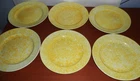 STANGL POTTERY CAUGHLEY YELLOW SPONGEWARE OVEN TO TABLE DINNER PLATES SET OF 6