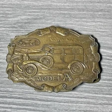 Vintage Bergamot Brass Works Ford Model A Station Wagon Belt Buckle V-37 1970s
