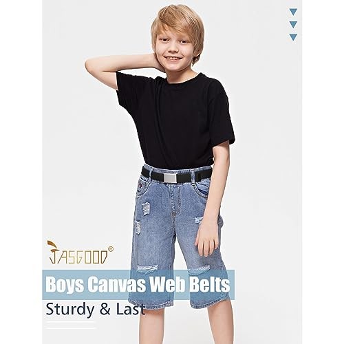 2 Pack Boy's Canvas Belts Fit Waist Size 24"-29" F-black+white(silver Buckle) - Picture 2 of 6