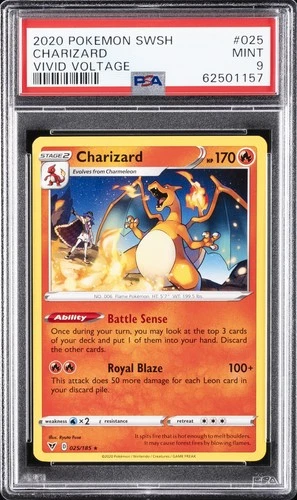 2020 POKEMON SWORD & SHIELD VIVID VOLTAGE #025 CHARIZARD PSA 9