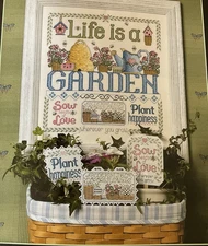 Longaberger Counted Cross Stitch Kit Life is a Garden 14 Count Aida New