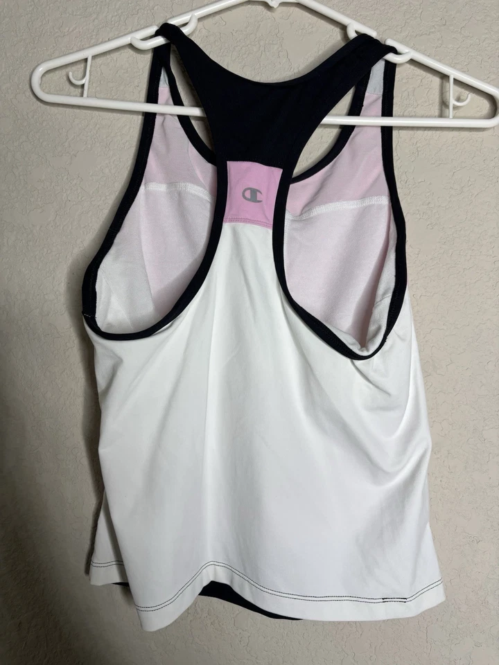Pink Black White Large Girls Champion Tank With Build In Bra - Image 4 of 4