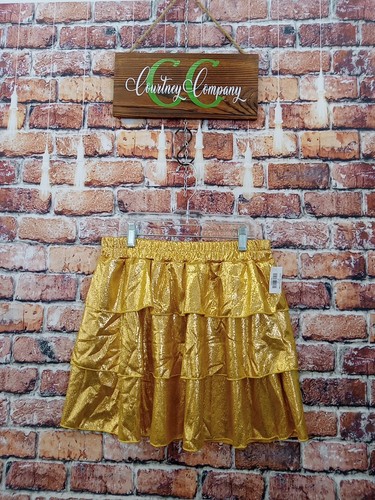 Girls Metallic Ruffle Gold Skirt Size 14 - Picture 3 of 12