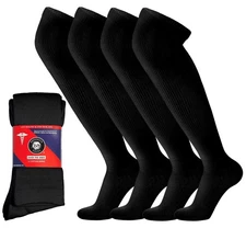 4 Pairs of Over the Knee Non-Binding Cotton Diabetic Neuropathy Socks, Black,...