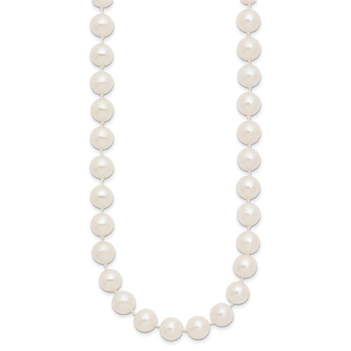 14K Yellow Gold 8-9mm White Near-Round Freshwater Cultured Pearl Necklace 28" - Picture 3 of 4