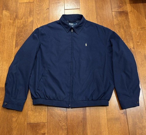 Vintage Polo Ralph Lauren Herren Harrington Jacke LARGE Navy Blau Streetwear Y2K