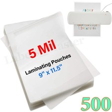 500 Sheets 5 Mil Clear Thermal Laminating Pouches Letter 9"x11.5" for Laminator