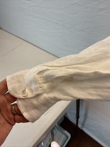 VITAMIN A white Linen Playa Button-Down Vacation Shirt, Beach Cover-Up Women’s S - Bild 3 von 10