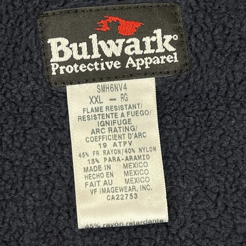 Bulwark FR Hoodie Mens XXL Blue Full Zip Flame Resistant Fleece Heavyweight - Picture 2 of 8