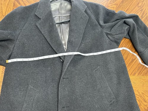 Abrigo largo Mark Shale para hombre 49” lana negra hecho en Unión EE. UU. 3 bolsillos interiores - Imagen 9 de 18
