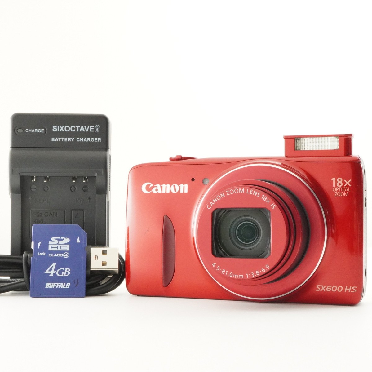 Canon SX600 HS レッド Canon PowerShot SX600 HS Red With 4GB SDHC Card Digital