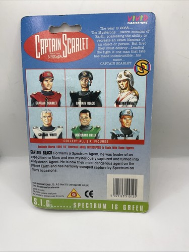 Captain Black Action Figure Captain Scarlet & Mysterons Vivid anni '90 nuovo (E) - Foto 6 di 14