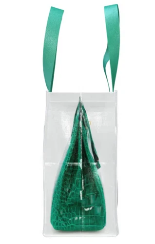 Recycled Reusable Grocery Tote, Birkin Bag GREEN - Picture 6 of 6