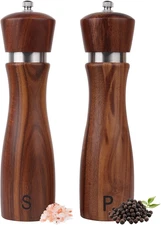 2 Pack Wooden Salt and Pepper Grinder Set, Salt and Pepper Shaker Tableware,C...
