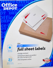 Office Depot CLEAR FULL SHEET LABELS 8.5 x 11 - 25 Sheets
