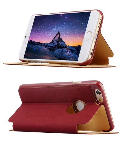 Custodia in pelle PU iPhone 6S edizione limitata scorri per rispondere touch metallo - Foto 2 di 6