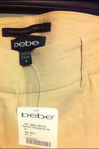 bebe Pintuck Trouser With Snakeskin Trim Pants Size 4 NWT FINAL SALE - Picture 4 of 4