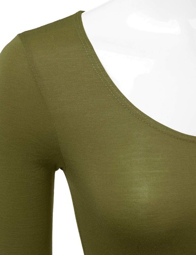 Dehnbarer Scoopneck Rayon weicher Strick Body OLIVE XL SL012 - Bild 5 von 7