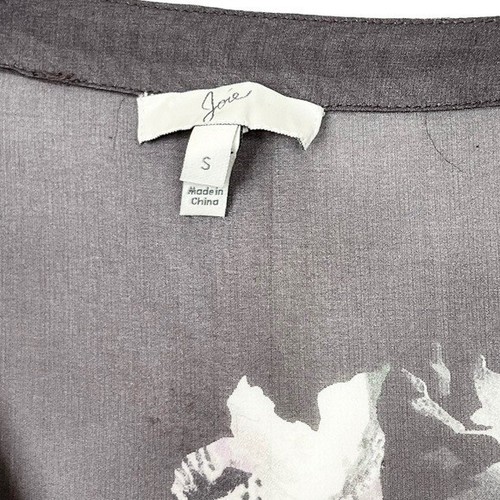 Joie Adeline Top Womens Silk Floral V-Neck Long Sleeve Blouse Gray Size Small - Picture 8 of 8