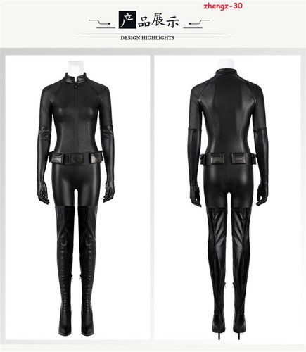 The Dark Knight Rises Catwoman Jumpsuit Outfit Halloween Costume PU Bodysuit Set - Picture 19 of 26