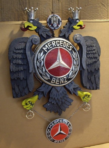 MERCEDES BENZ 1936 LOGO... TWO HEADED GERMAN EAGLE SILHOUETTE WALL LIGHT... - Picture 2 of 12