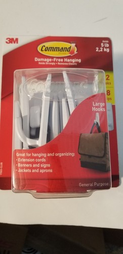 NEW 3M Command Large Utility Hook (12 Hooks /18 Strips)  - Holds up to 5 lbs - Bild 1 von 4