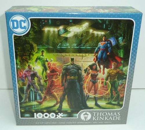 Thomas Kinkade DC Jigsaw Puzzle 1000 Pieces Justice League Batman Wonder Woman - Picture 1 of 3